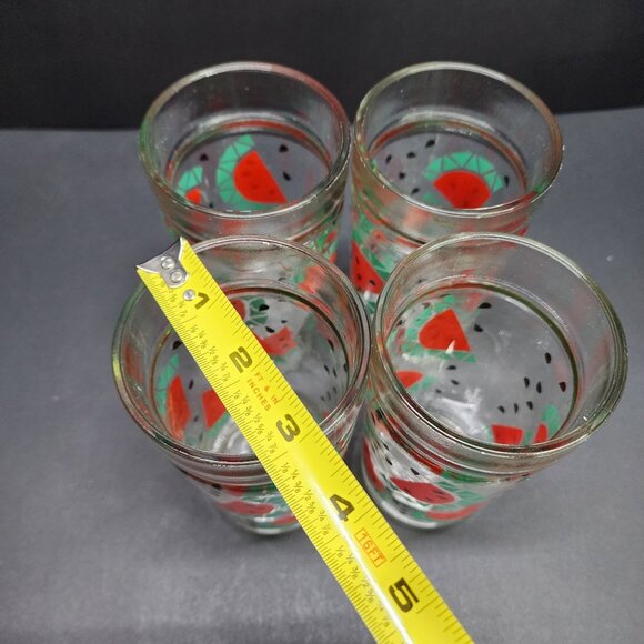 Vintage Anchor Hocking Watermelon Jelly Jar Drinking Glasses 6'' Tall - Set Of 4 - Picture 7 of 8